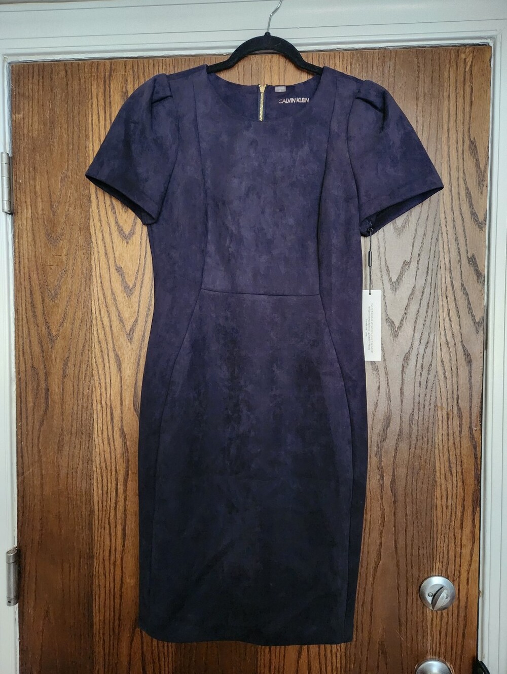 Calvin Klein Navy Blue Stretch Velvet Dress Women's Size 10